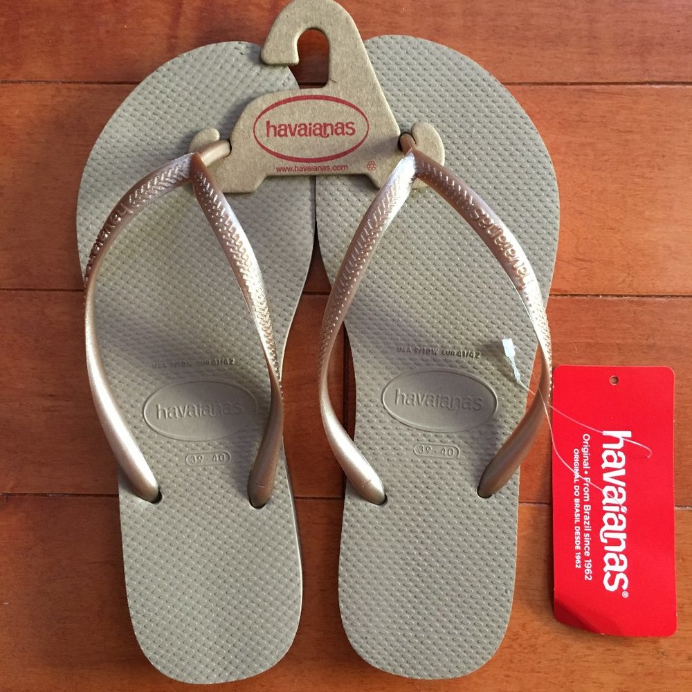 Havaianas Rose Gold Slim Flip Flops 39/40